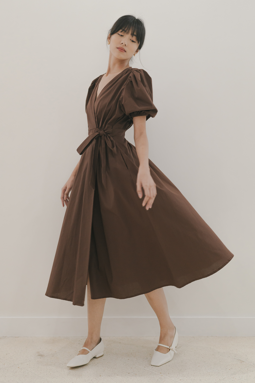 Tahan Wrap Dress in Brown