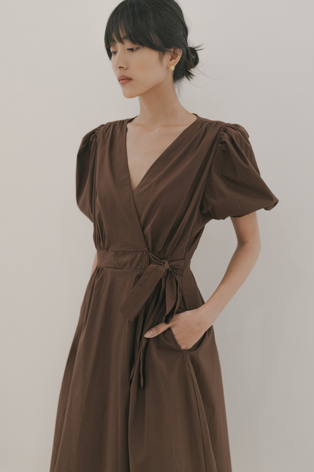 Tahan Wrap Dress in Brown